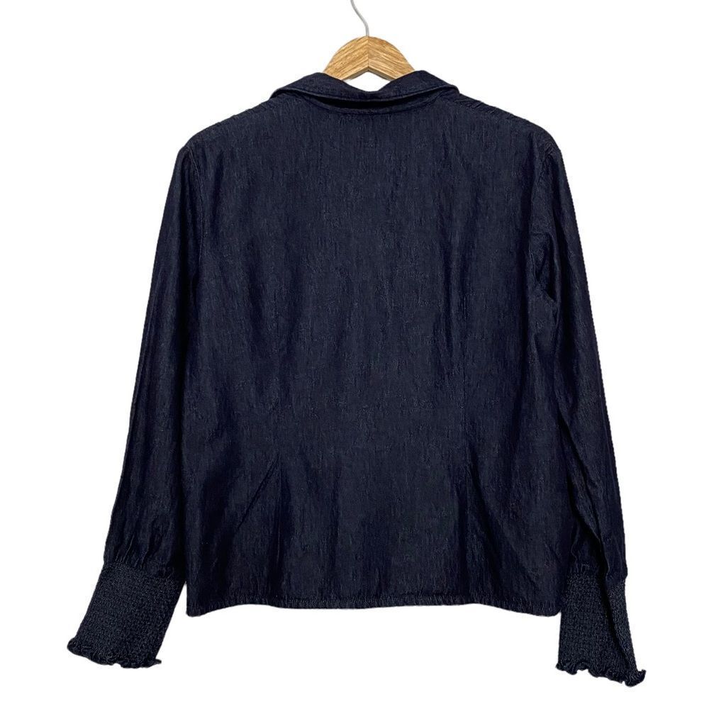 Vintage Talbots Chambray Ruffled Pleated Button U… - image 2